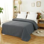 Woltu dessus de lit rembourr� et matelass� couvre - lit en flannel double r�versible 240x260cmgris