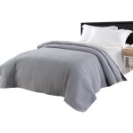 Woltu dessus de lit rembourr et matelass couvre - lit en flannel double rversible 240x260cmgris fonc ...