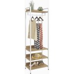 Woltu porte - manteauavec un tringle et 4 Étagères en bois et acier penderie ouverte chêne clair + blanche60x4 ... Woltu porte - manteauavec un tringle et 4 Étagères en bois et acier penderie ouverte chêne clair + blanche60x4 ...