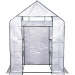 Woltu serre de balcon - jardin - terrasse en pe serre � tomate avec porte cadre en acier 143x73x195cm ...