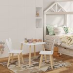 Woltu table et 2 chaises pour enfants meuble d?enfants pour manger et peindre en mdf et bois massif blanc ...