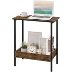 Woltu table bassetable dappoint petite table industrielle m�tal et bois artificiel 50x55x25cm ch�ne fonc� ...