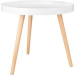 Woltu table basse ronde en bois massif - table de salon moderne - blanche chne - 50x44 cm