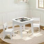 Woltu table enfant avec 2 chaises ensemble de table et chaises pour enfants plateau en double face blanc ...