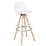 Woltu tabourets de bar en similicuir et bois avec repose - pieds 38. 5x33x96. 5cm blanc