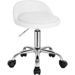 Woltu tabouret de bureau tabouret rond avec dossier tabouret coiffeuse  roulettes en similicuir blanc ...