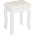 Woltu tabouret coiffeuse blanc chaise de maquillage en velours pouf banc piano style baroque 38x28. 5x45cm ...