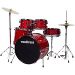 Batterie acoustique - woodbrass - stage 22 - rouge paillet - kit complet avec cymbales - pour dbutants ...