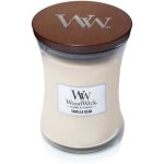 Woodwick bougie parfume moyenne en jarre avec mche qui crpite gousse de vanille temps de combustion ...