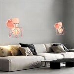 Wottes lot de 2 applique industrielle en bois - lampe design cage �14cm - or rose pour chambre salon ...