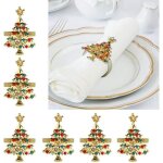 Wovte 6pcs ronds de serviette de no�l porte - serviettes f�te de no�l banquet d�ner table d�cor