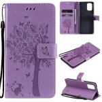 Pour xiaomi redmi note 10 4g - note 10s 6. 43 etui housse t�l�phone violet clair cat arbre motif pu cuir ...