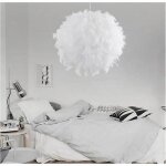 Xjydncg 40cm lustre de suspension pratique et lger boule en plumes vritables cousues main blanc avec ...