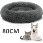 Xjydncg 80 * 80cm - lit rond extra large pour chats et chiens extra lavable avec coussin - gris