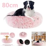 Xjydncg 80 * 80cm - lit rond extra large pour chats et chiens extra lavable avec coussin - rose