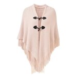 Xjydncg - magnifique cape poncho ouvert pour femme avec boutons en corne lgant encolure en v et ourlet ...