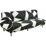 Xjydncg housse clic clac 3 places 190 - 210cm housse canap extensible sans accoudoir(patchwork blanc) ...