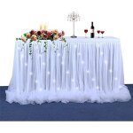 Jupe de table - xjydncg - tulle - 183x76 cm - blanc - lavable