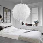 Xjydncg lustre suspension en plumes e27 - 40w - 30 cm - blanc - ampoule non incluse