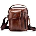 Xjydncg sacoche bandouliere cuir homme veritable petit porte - documents avec sangle rglable brun 0120 ...