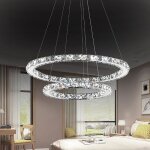 Xmtech 48w led cristal design plafonnier led pendentif lampe suspension lustre cratif deux anneaux lustre ...