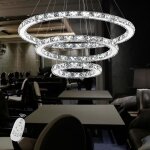 Lustre en cristal - xmtech - 72w - dimmable avec t�l�commande - hauteur r�glable - design moderne
