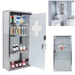 Armoire à pharmacie - xmtech - 4 niveaux - acier inoxydable - verrouillable - porte vitrée Armoire à pharmacie - xmtech - 4 niveaux - acier inoxydable - verrouillable - porte vitrée