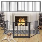 Xmtech barrire pare feu pliable avec portillon barriere de securite enfant - animaux 3m 5 panneaux protection ...