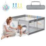 Xmtech childrens kabelgitter baby playpen 127cm y compris le bracelet dentranement balle ocanique gris ...