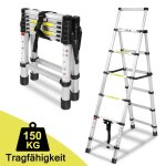 Échelle télescopique - xmtech - 17m + 2m - charge maximale 150 kg - 13 marches - aluminium Échelle télescopique - xmtech - 17m + 2m - charge maximale 150 kg - 13 marches - aluminium