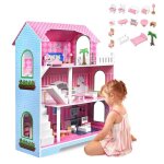 Maison de poup�es - xmtech - mod�le b - 3 �tages - 15 meubles - 100x70x36 cm