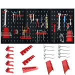 Panneau mural pour rangement doutils - xmtech - 120 x 60 cm - 3 panneaux - 17 accessoires - m�tal rouge ...