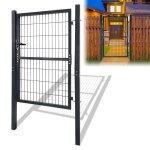 Xmtech porte de jardin 150 x 100 cm portillon en fer galvanise portail de cl�ture avec serrure poignee ...