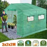 Serre de jardin - xmtech - tunnel 3x2x2m - acier galvanisé - 6m² - 4 fenêtres et 1 porte zippée Serre de jardin - xmtech - tunnel 3x2x2m - acier galvanisé - 6m² - 4 fenêtres et 1 porte zippée