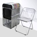 Xuanyu chaise pliante en acrylique transparent pour int�rieur - ext�rieur avec cadre en m�tal1pcs