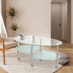 Table basse - xuanyu - ovale - verre tremp� - 3 �tages - style scandinave moderne