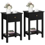 Yaheetech 2 tables de chevet pied en bois massif noir bout de canapé table dappoint avec 1 tiroir 40 ... Yaheetech 2 tables de chevet pied en bois massif noir bout de canapé table dappoint avec 1 tiroir 40 ...
