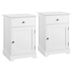 Yaheetech lot de 2 tables de chevet avec tiroir table de nuit carr�e table dappoint 40 � 35 � 60 cm blanc ...