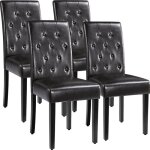 Lot de 4 chaises de salle � manger en similicuir haut dossier capitonn� et assise rembourr�es 455 � 605� ...