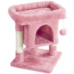 Arbre  chat - yaheetech - design avec niche et plate - forme - rose - pour chat petit - hauteur 59cm ...
