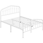 Yaheetech cadre de lit en m�tal avec t�te de lit d�co effet couronne 140x200cm lit moderne avec sommier ...