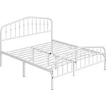 Yaheetech cadre de lit en m�tal avec t�te de lit d�co effet couronne 160x200cm lit moderne avec sommier ...