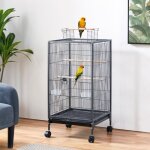 Yaheetech cage � oiseaux sur pied cage � oiseaux en m�tal � roulettes avec fond amovible 455 � 455 � ...