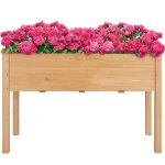 Yaheetech carr potager sur pieds lit de jardin surlev en bois pour intrieur extrieur 1205 x 59 x ...
