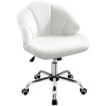 Yaheetech chaise de bureau blanc en velours inclinable � roulettes chaise capitonn� r�glable fauteuil ...