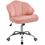Yaheetech chaise de bureau rose en velours inclinable � roulettes chaise capitonn� r�glable fauteuil ...