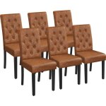 Lot de 6 chaises de salle  manger chaises de salon en similicuir pieds en bois massif de chne bar brun ...