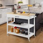 Yaheetech chariot de cuisine de service desserte de service  roulettes  3 niveaux blanc et chne 1015 ...