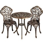 Yaheetech ensemble de table et chaise en m�tal 3 pi�ces set bistrot table de jardin et 2 chaises porche ...