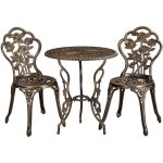 Yaheetech ensemble de table et chaise salon de jardin balcon kit de bistro 2 chaise 1 table en alliage ...